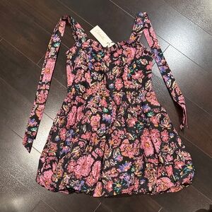 Cleobella Floral Pink and Black Bubble Dress